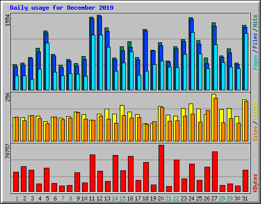 Daily usage for December 2019