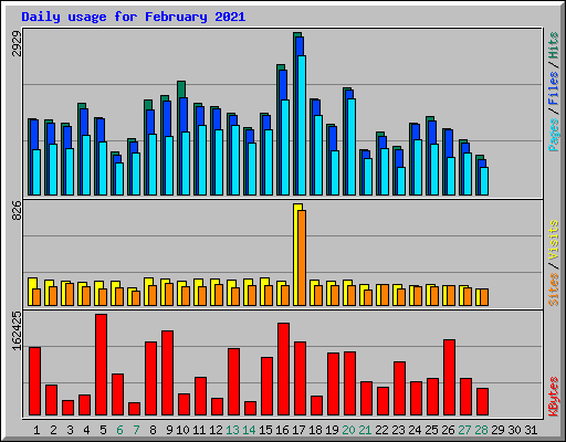 Daily usage for February 2021