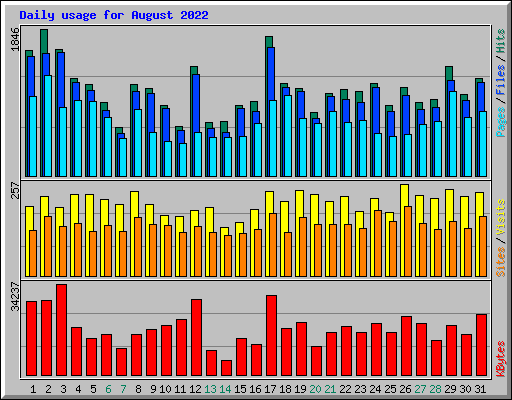 Daily usage for August 2022